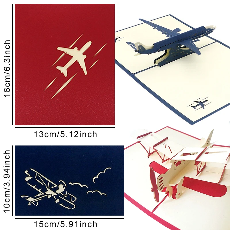 ZYF Tarjeta 3D de avión plegable – Regalo creativo de cumpleaños - imagen 2