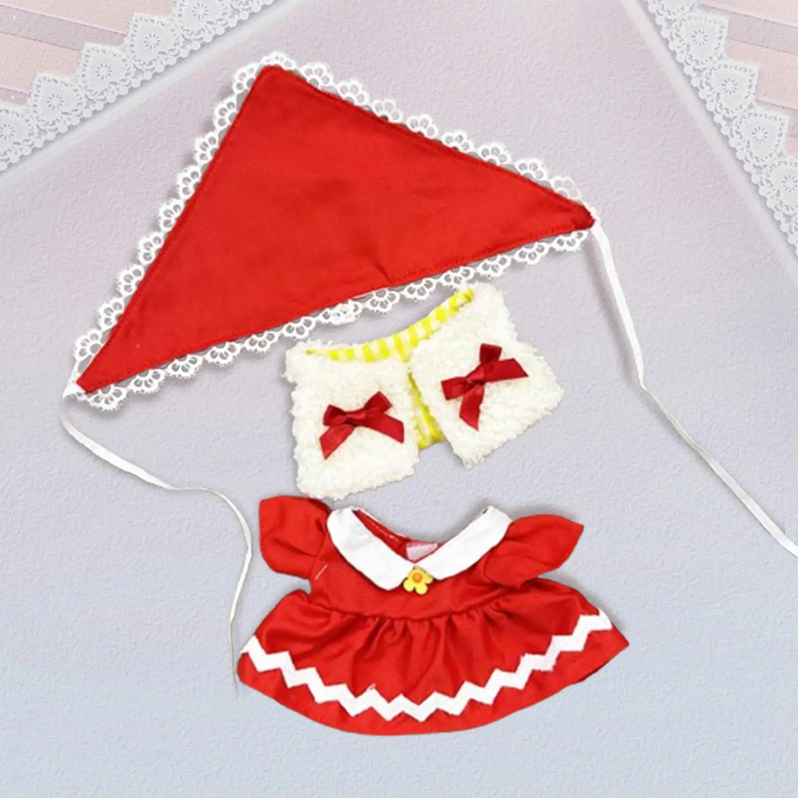20cm Plush Doll Clothes DIY Fashion Dress up Cute Little Red Riding Hood Set