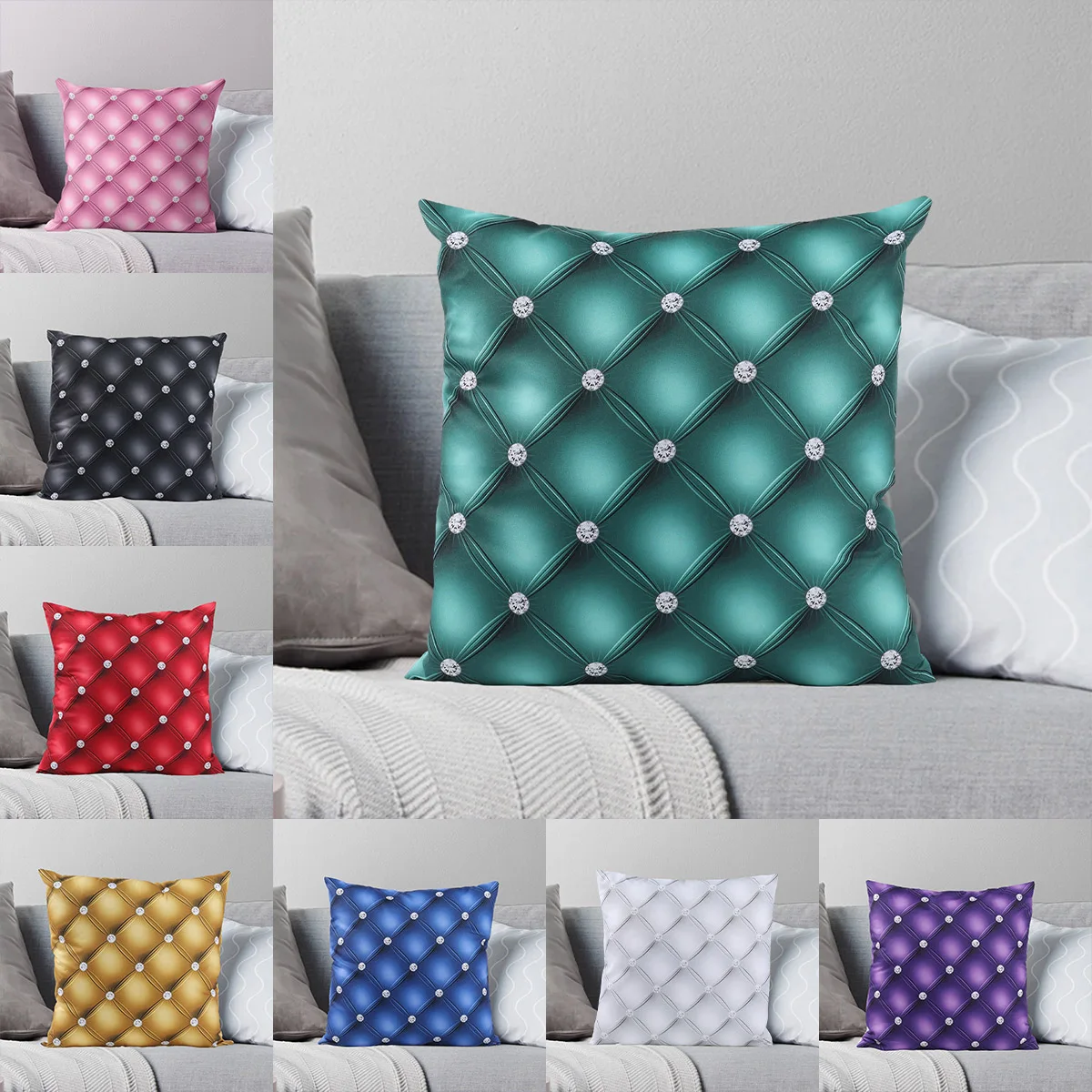 Funda de almohada a cuadros para el hogar, cubierta de cojín mullida sin relleno, estilo inserto, para dormitorio y sofá - imagen 2