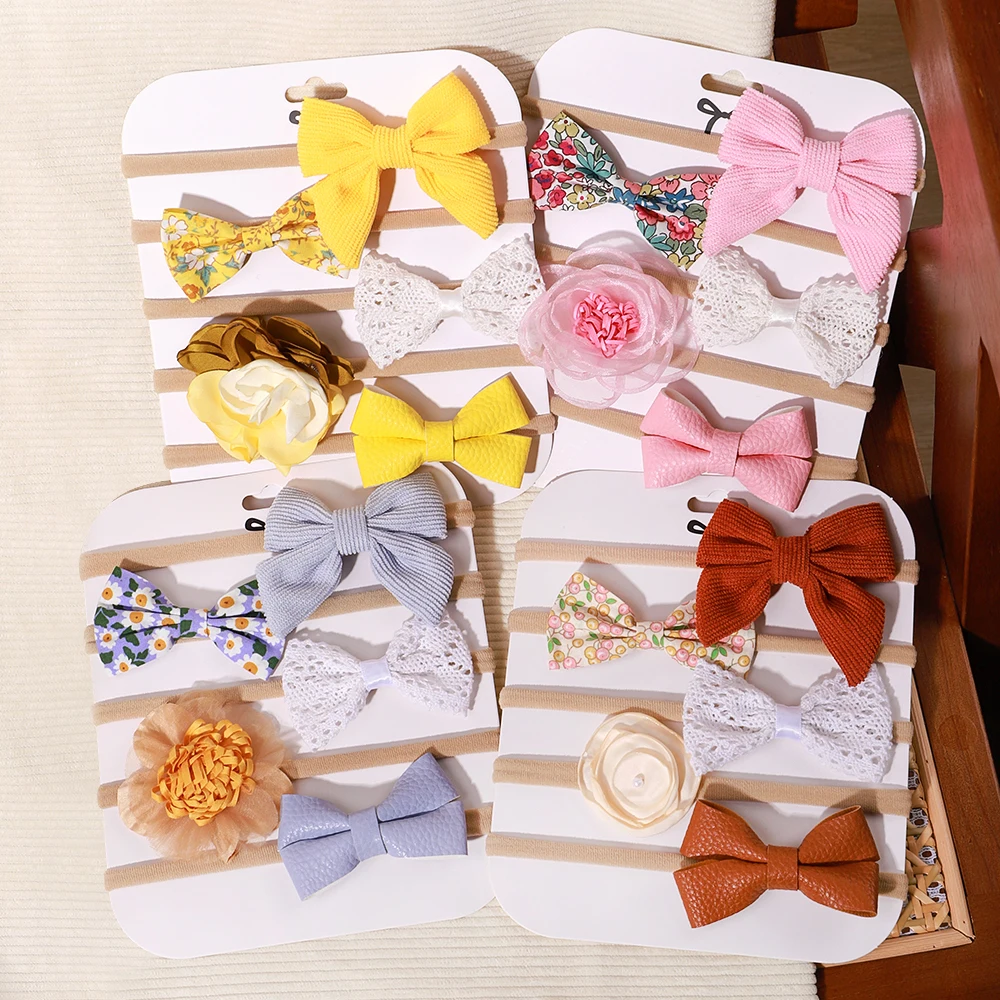 Diadema elástica de nailon para bebé con lazo de encaje floral - imagen 5