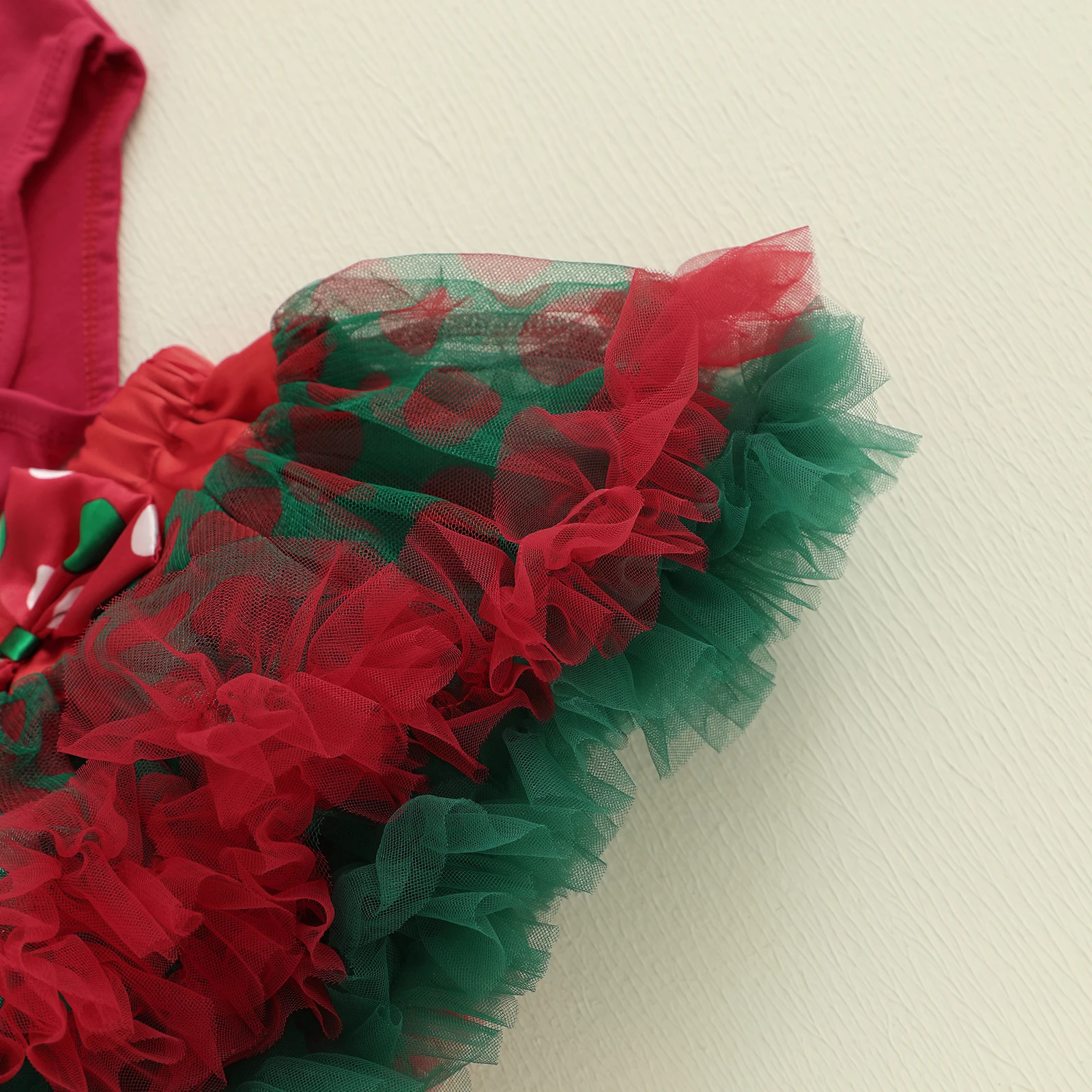 Tregren conjunto Navidad bebé mameluco letras falda tul y diadema - imagen 5