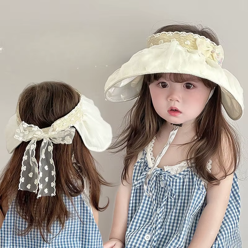 Sombrero de sol para bebé niña – Ala ancha con lazo de encaje - imagen 3