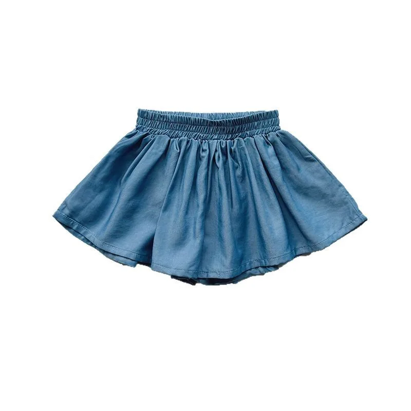 Pantalones cortos para niñas, faldas informales de verano, pantalones cortos plisados con cintura elástica para niños, ropa de Color sólido, pantalones Kawaii para niños - imagen 5