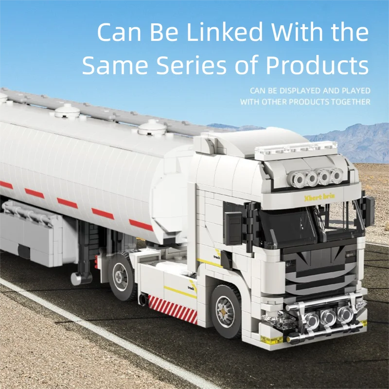 Bloques de construcción de cabeza de camión europeo, contenedor conectable creativo, modelo de remolque, ladrillos, juguetes Diy para niños, regalos de vacaciones, 421 Uds. - imagen 3