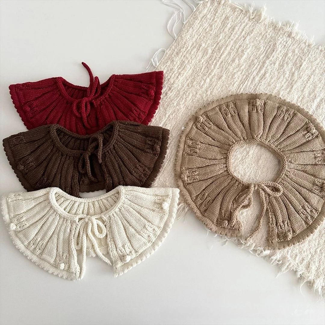 2025 nueva llegada capa coreana de ganchillo a mano para niñas cuello falso con correas de corbata chal de estilo decorativo para Otoño e Invierno - imagen 2