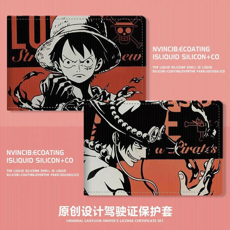Funda de cuero Pu de una pieza Luffy, tarjetero, funda protectora para licencia de conducir, bolsa para licencia de conducir para documentos, tarjetero - imagen 5