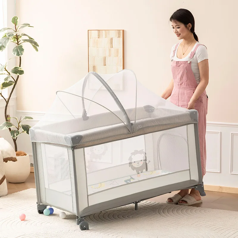 Cuna portátil plegable para bebé con mosquitera y colchón - imagen 3