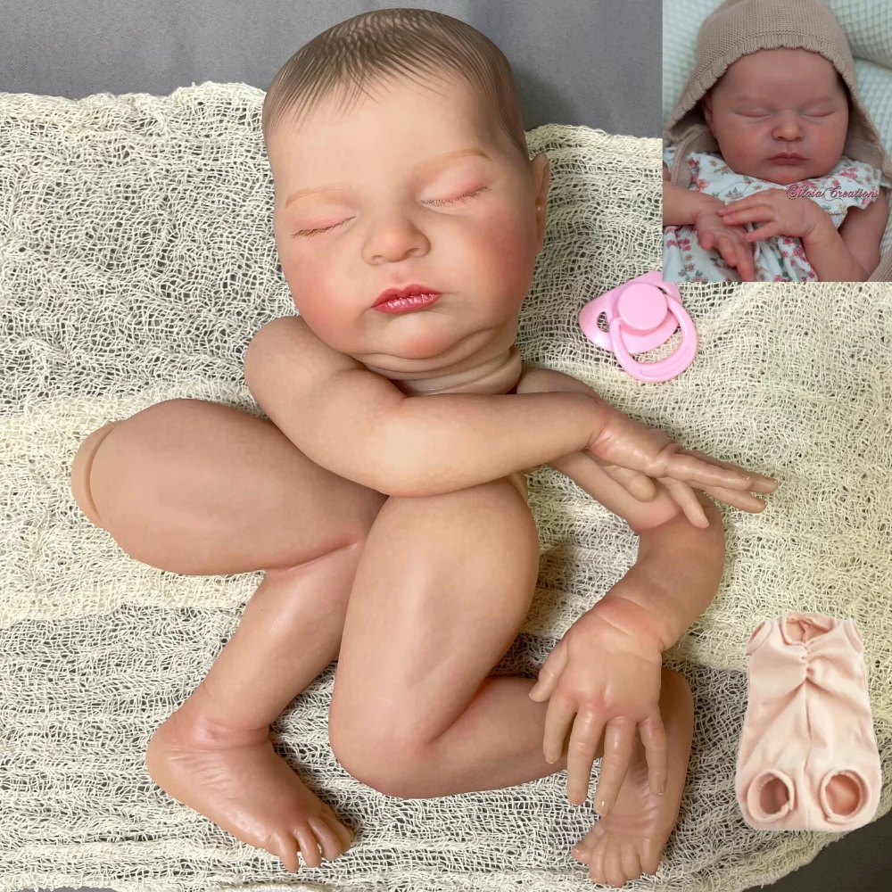 Kit de muñeco realista ya pintado 20 pulgadas, molde piel en 3D Laura, piezas muñeca para bebé recién nacido hechas a mano alta calidad con cuerpo tela - imagen 5