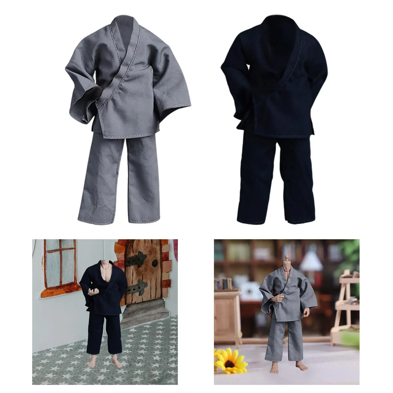 2Pcs 1/12 Male Figure Clothes Handmade Model Doll Toy Stylish Outfit Pants and Top Miniature for 6'' inch Male Action Figures