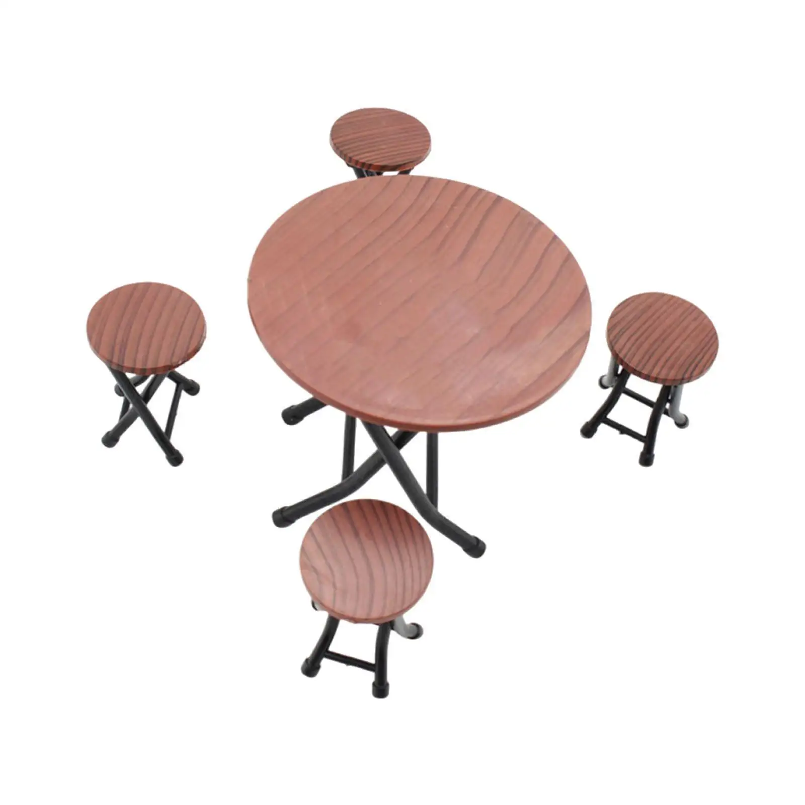 1:12 Scale Dollhouse Desk Chair Simulation Life Scene Dining Round Table Set