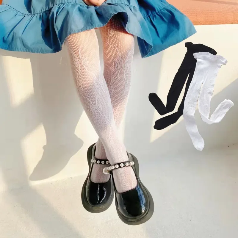 Medias de malla huecas con lazo para niños, medias de rejilla de moda dulce, calcetines finos suaves y transpirables para niñas, pantimedias blancas de verano - imagen 3