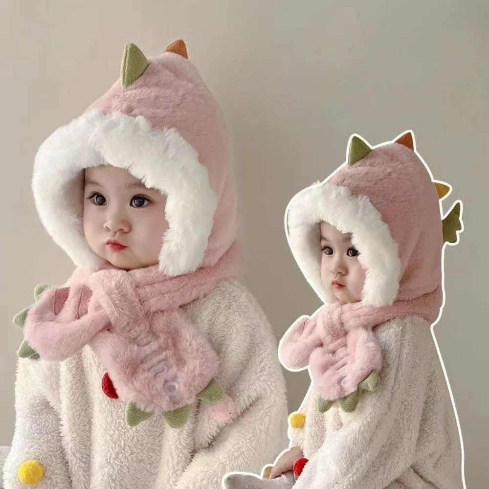 Nuevo conjunto de gorro y bufanda integrado, calentador de cuello cálido a prueba de viento, gorro de dinosaurio a prueba de frío - imagen 5