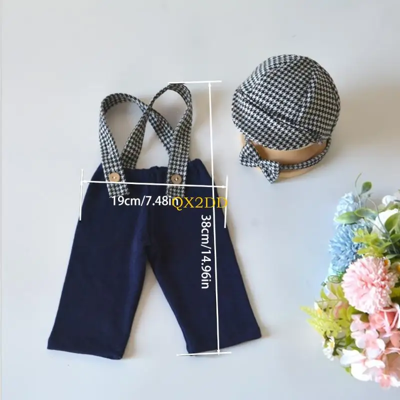 QX2D Recién nacido Photos Sosta Romper Boina Boina Fotografía Baby Fotograph - imagen 5