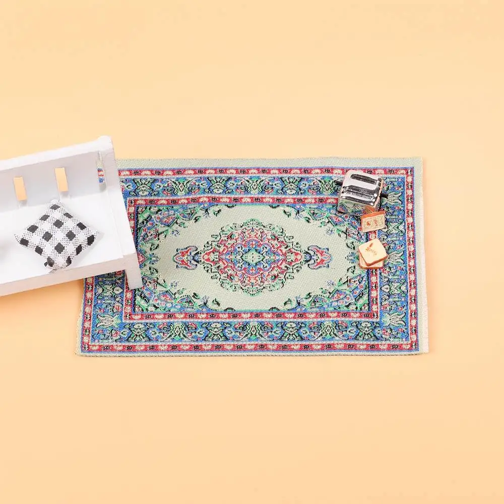 Alfombrilla de hilo de estilo turco a escala 1:12, revestimientos de suelo, alfombra de casa de muñecas, Ojos de Persia, Alfombra tejida en miniatura, accesorios para muñecas - imagen 3
