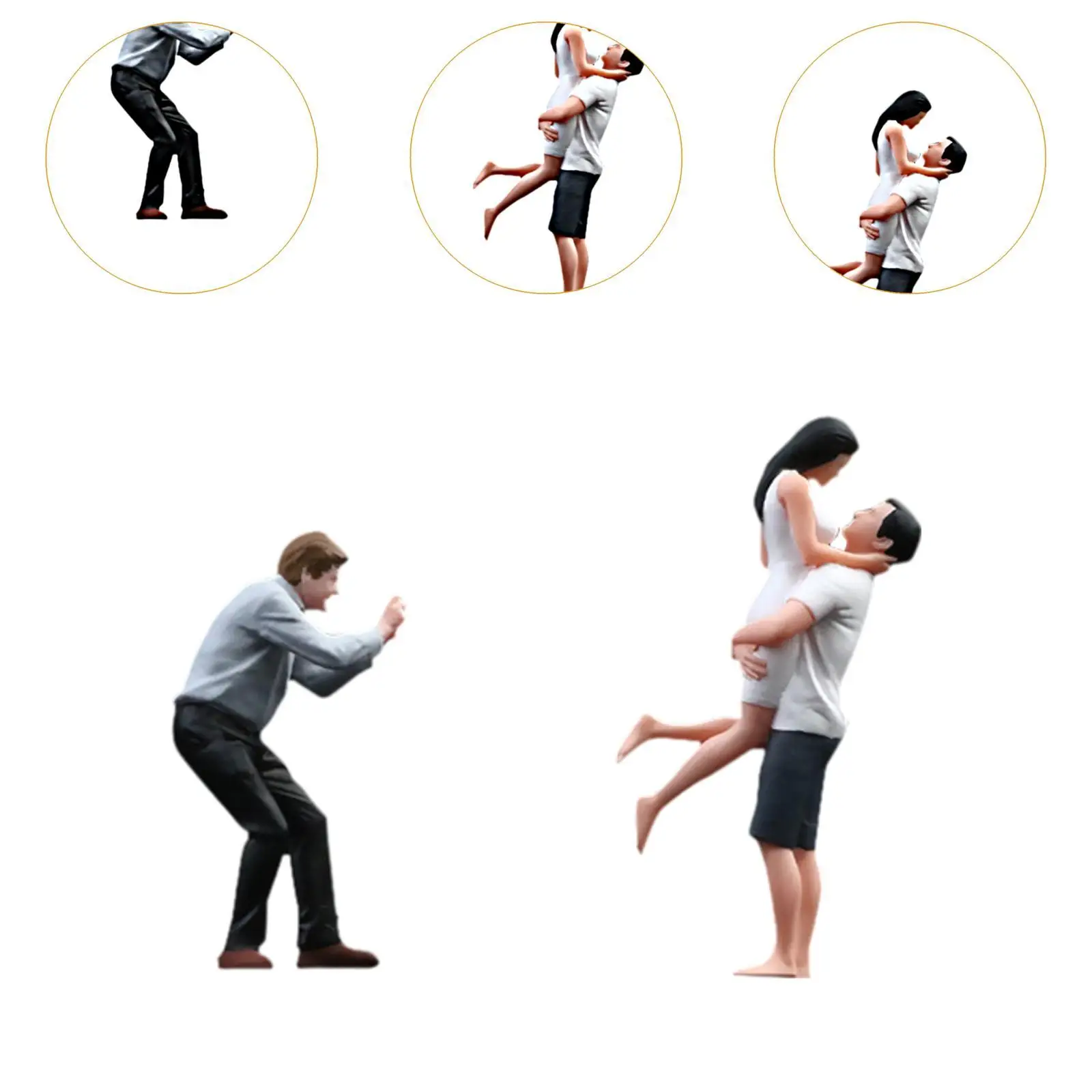 1/64 Scale People Figurine Set Resin Craft Couple Photographer Figures for Miniature Scene Diorama Photography Props Decoration