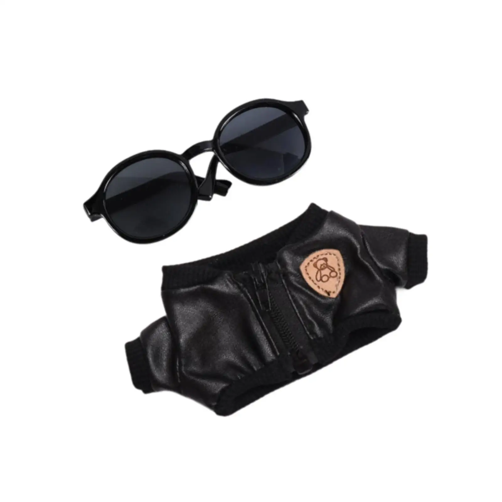 2 Pieces Fashion Dolls Black Jacket and Sunglasses Outfits Accessories for 15cm Dolls Birthday Gifts, New Year Gifts