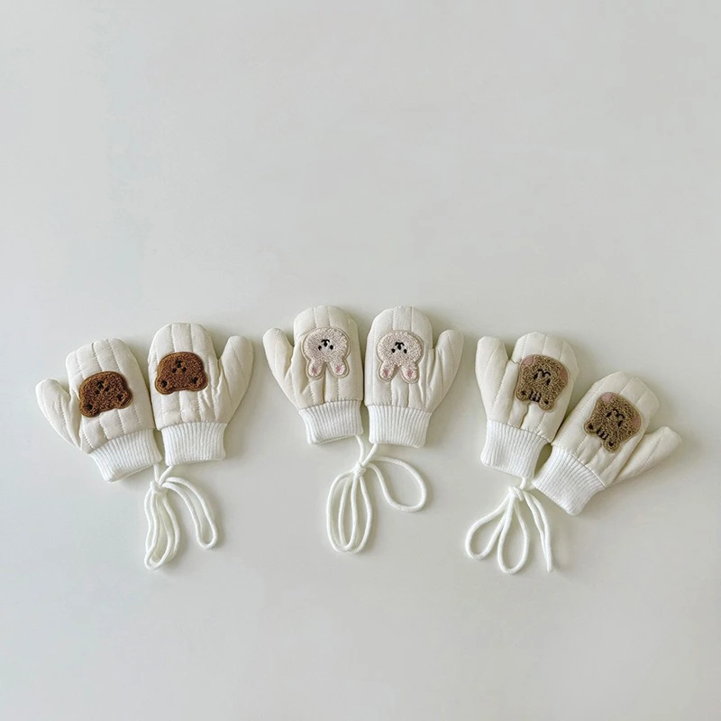 Manoplas de polar antipérdida para bebé – Estilo coreano con dibujos animados