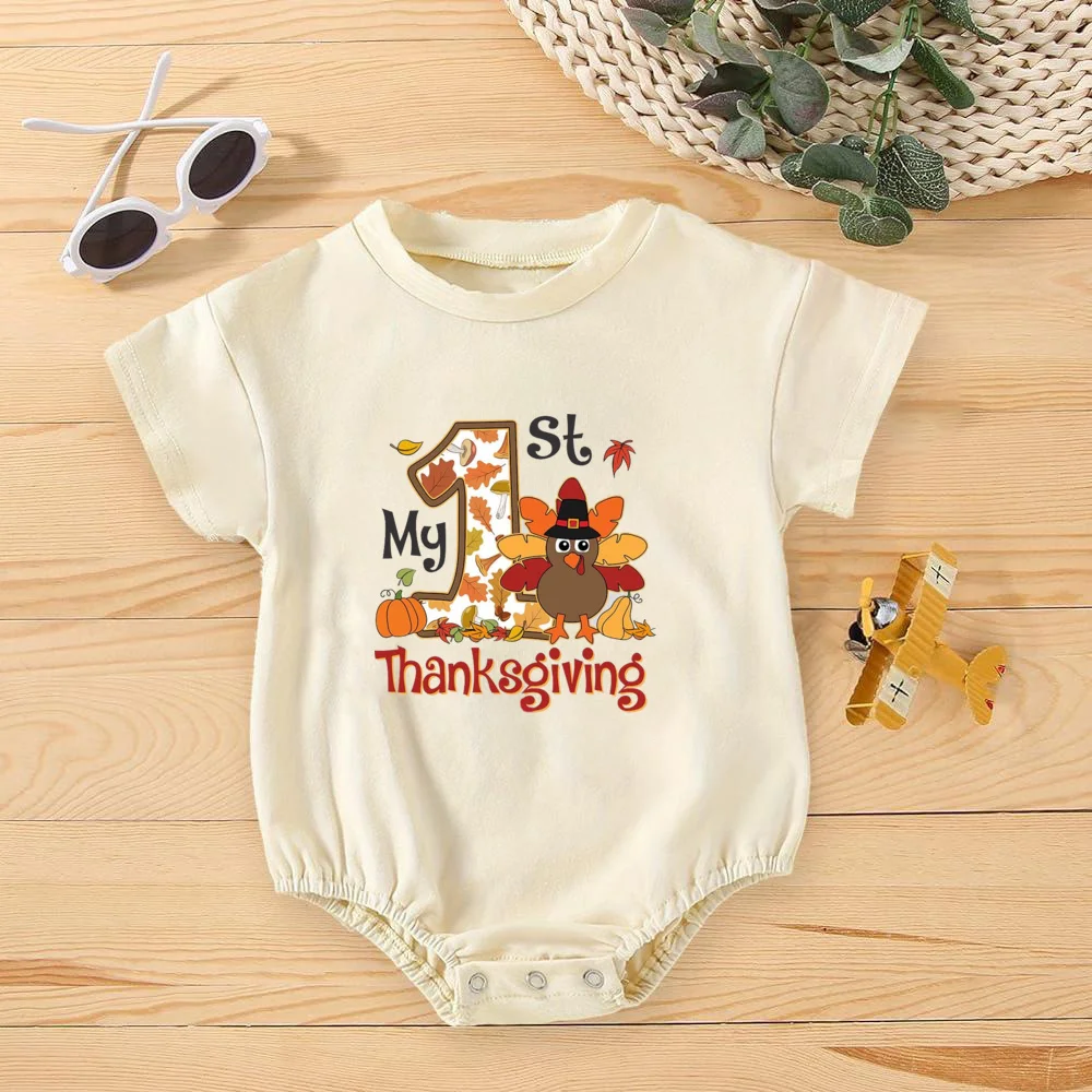 My 1st Thanksgiving Baby Bubbles Romper, body infantil para fiesta de otoño, camiseta de gran tamaño para bebé recién nacido, pelele, Ropa Retro - imagen 5