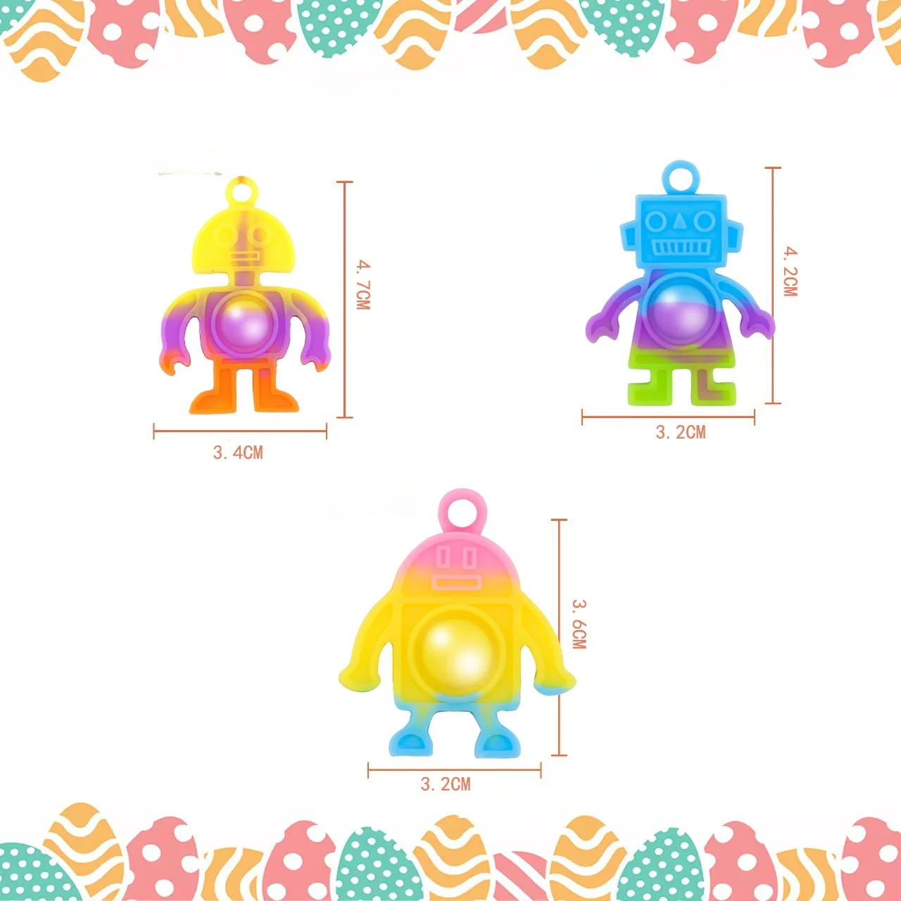 Mini Robot de arcoíris para niños, juguete de descompresión de la yema del dedo, llavero de presión de silicona, recompensa, regalos de fiesta de cumpleaños, 10/20 Uds. - imagen 3