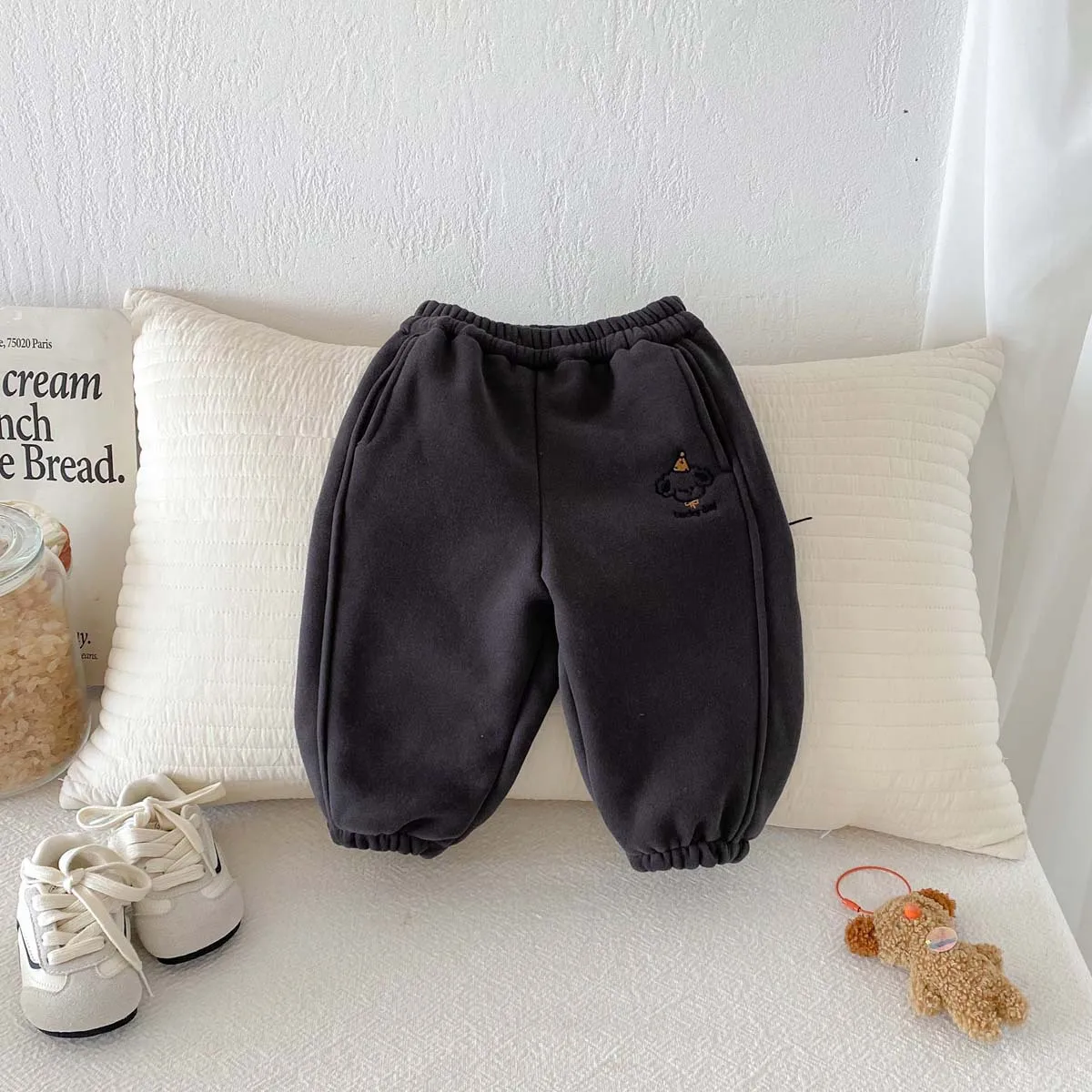 Bombachos de felpa cálidos para bebés otoño invierno estilo coreano - imagen 3
