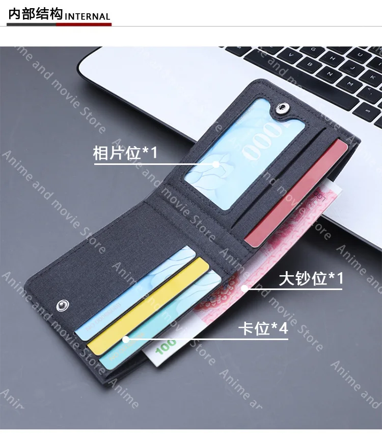Carteras para hombre adulto, billeteras plegables de cuero con letras de dibujos animados, tarjetero portátil de Anime, monedero, monederos, regalo de cumpleaños y Navidad - imagen 5