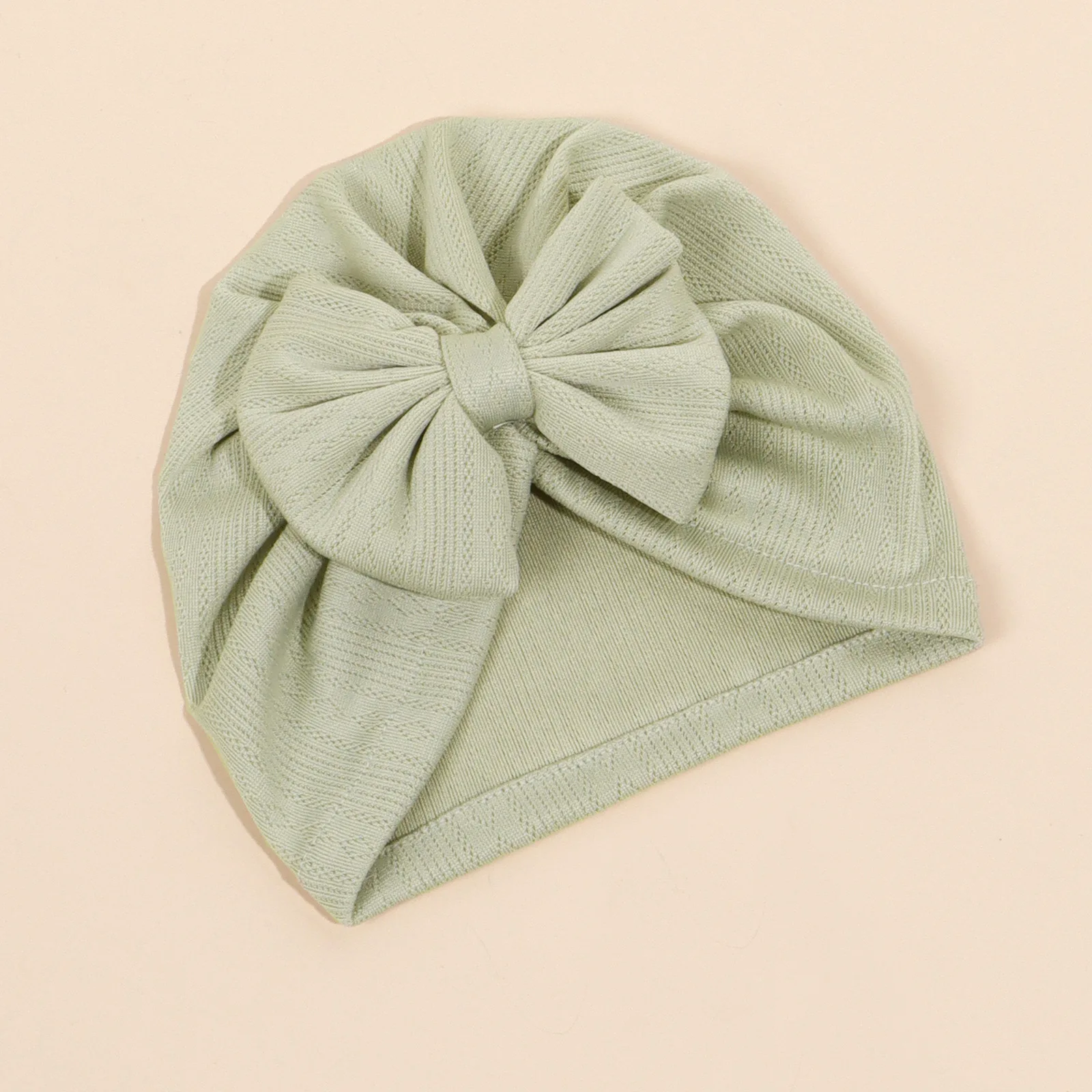 Gorro de punto con lazo para bebé, gorro liso para bebé y niña, turbante suave para recién nacido, gorros transpirables para la cabeza, verano - imagen 4