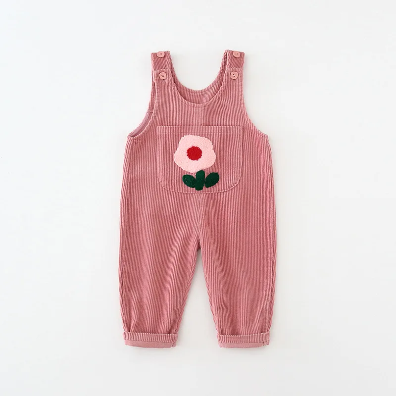 Ropa para niños de 1 a 4 años, monos con bordado Floral para niñas, monos de pana para niñas, pantalones para niñas - imagen 3