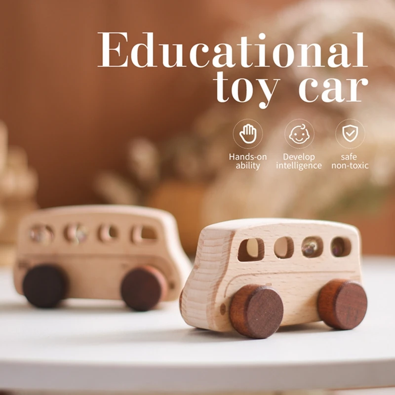 Juguetes de madera Montessori para bebé – bloques y coche educativos - imagen 4