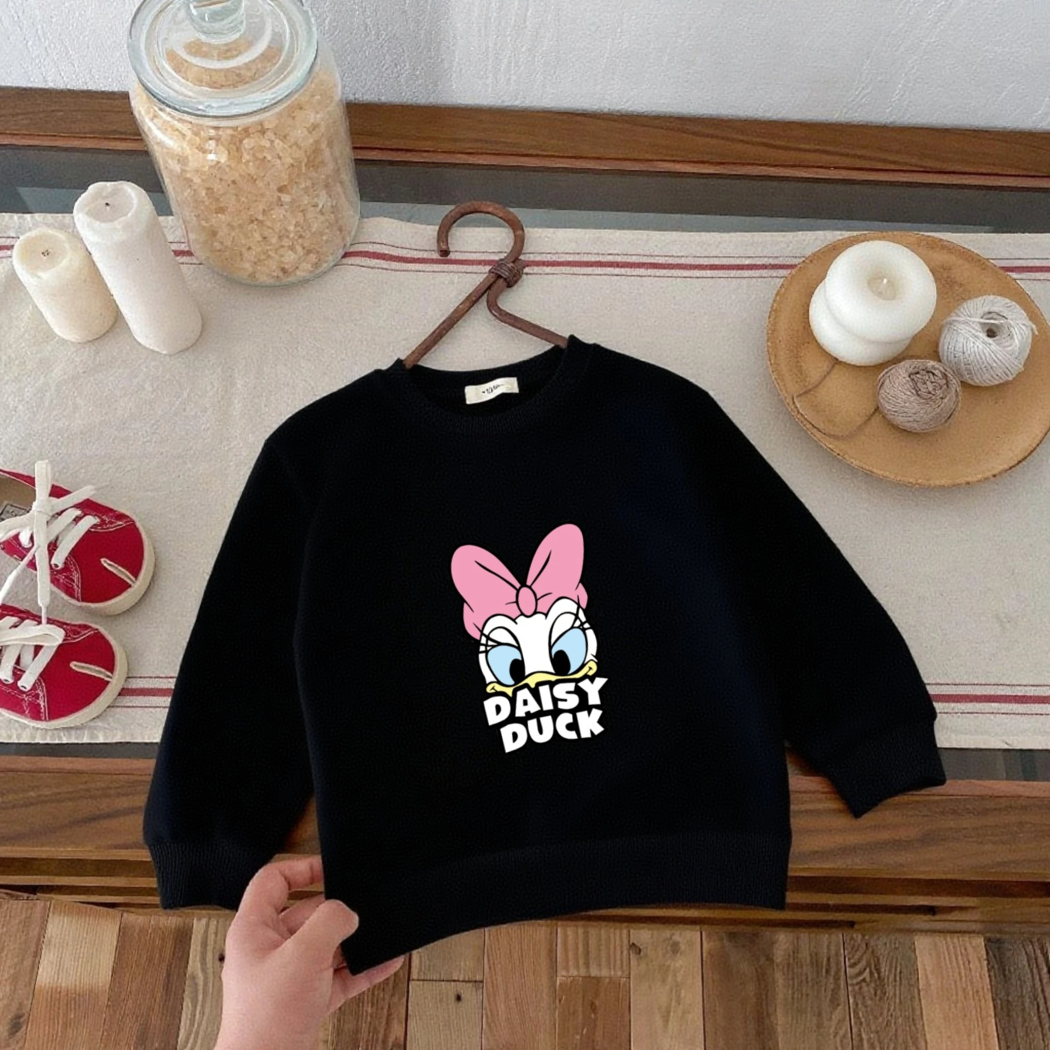Sudadera con capucha de dibujos animados de Disney para niños, ropa holgada informal para primavera y otoño, Tops de manga larga, sudaderas con cuello redondo, suéter para niñas - imagen 3