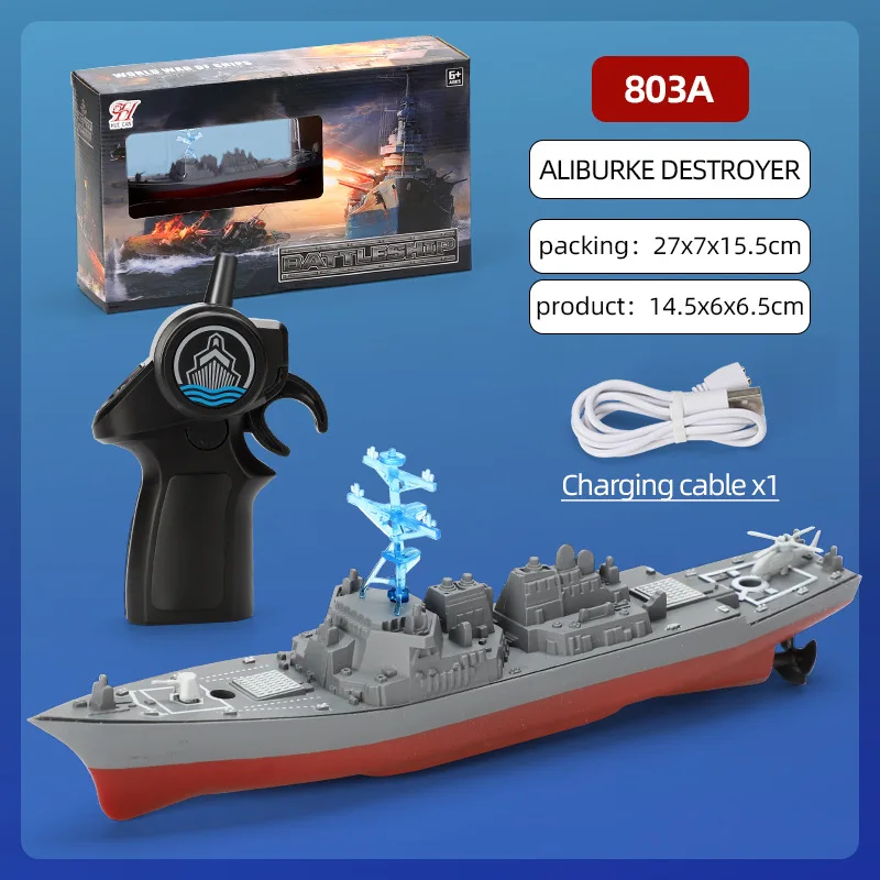 Barco Rc de 2,4G, barco de Control remoto de alta velocidad, modelo de buque de guerra de simulación, Mini acorazado de juguete, modelo de juguete para niños, regalo para niños - imagen 5