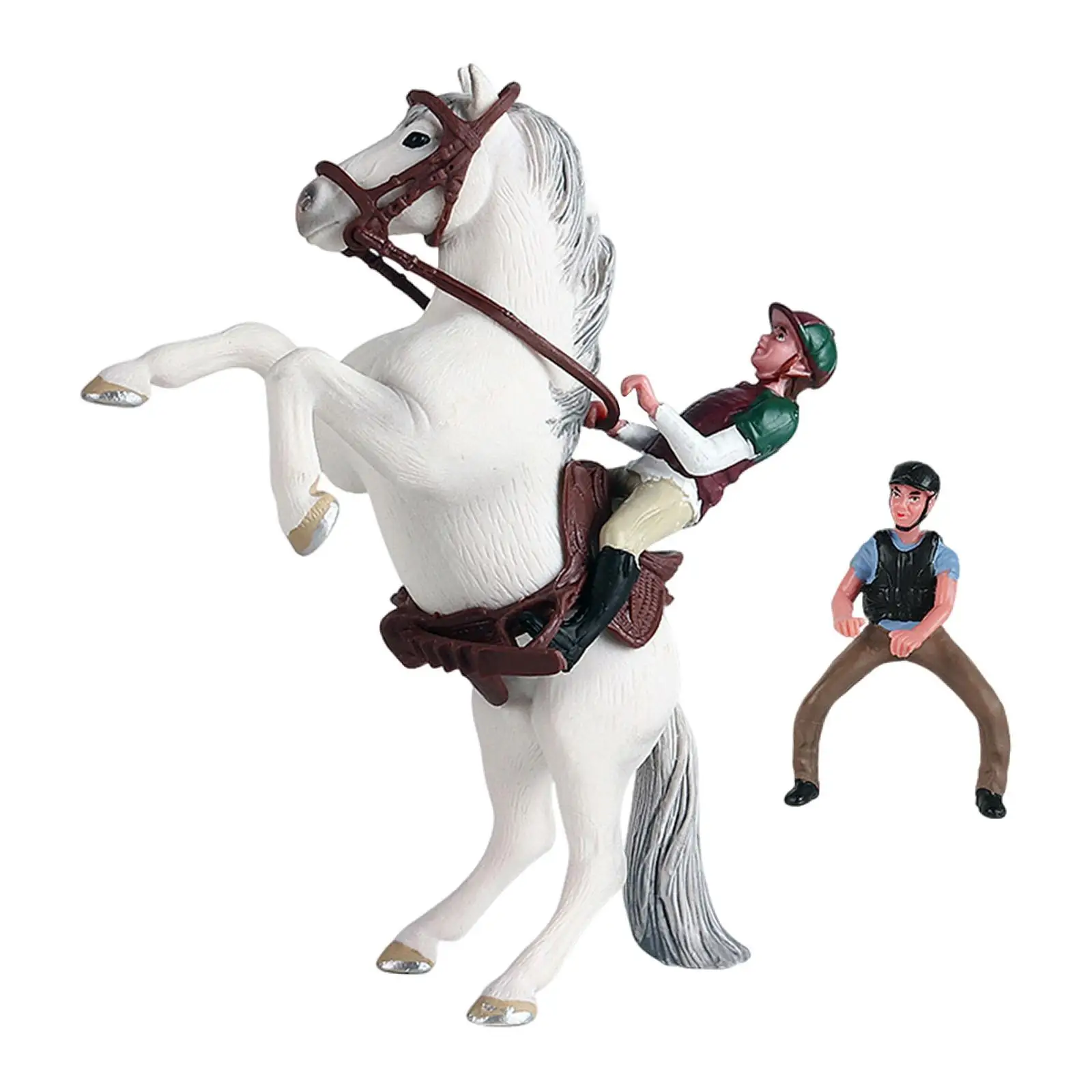 Horse Model PVC with Rider Saddle Horse Action Figure Educational Toy Wildlife Statue for Boy Girl Party Favors Gifts Ages 3+