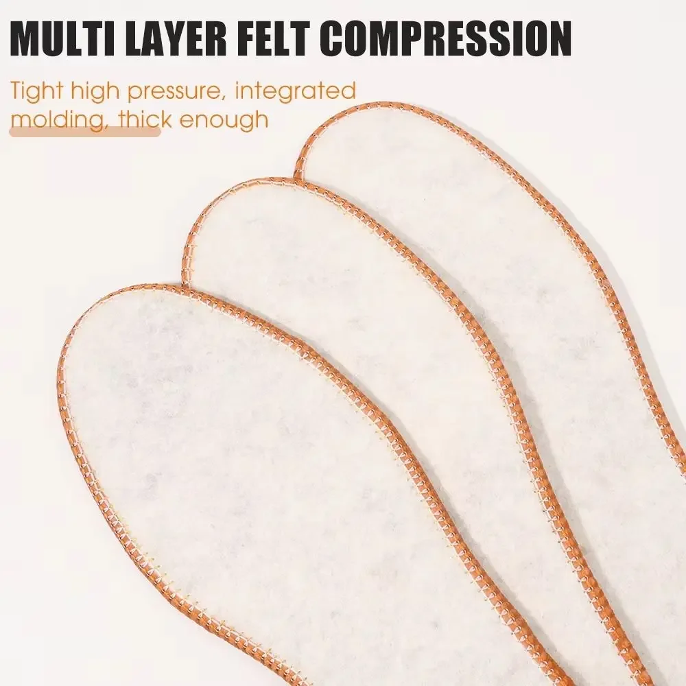 3 pares de plantillas transpirables de lana de Alpaca, plantillas gruesas de lana suave para invierno, plantillas térmicas de absorción de sudor, cuidado de los pies - imagen 4