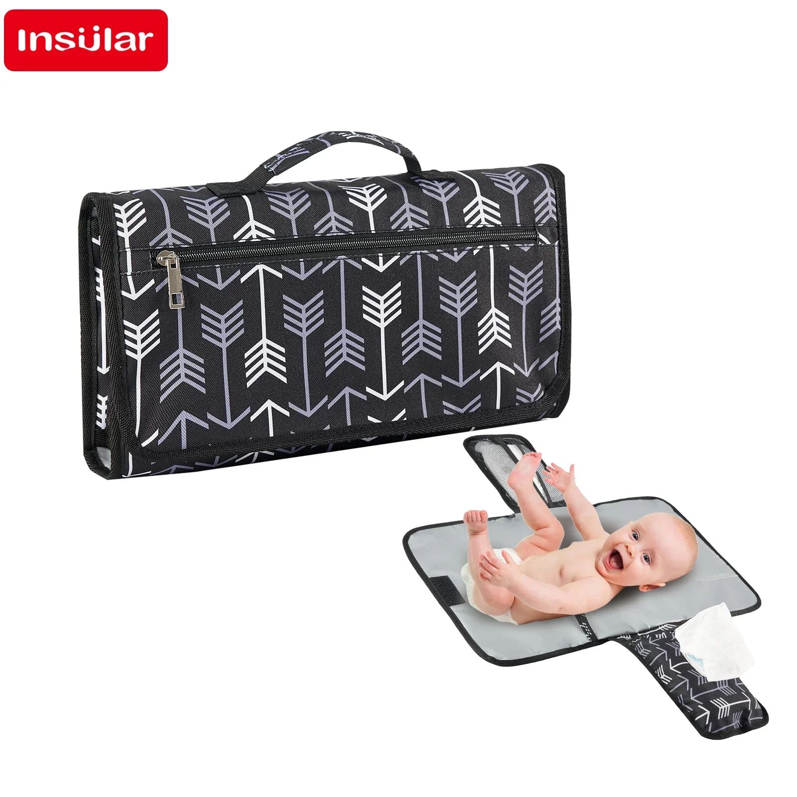 Cambiador bebé impermeable 3 en 1 con estera y bolsa - imagen 3
