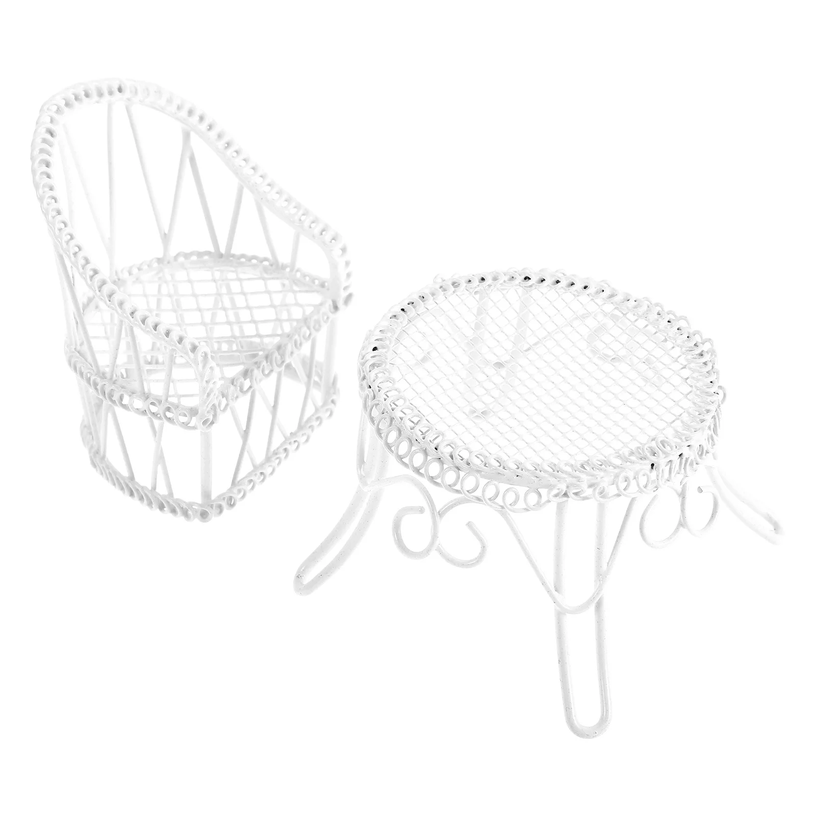 1 Juego de muebles de jardín en miniatura, mesa pequeña, silla para decoración de casa de muñecas, pequeños accesorios exquisitos, Ideal para el hogar y la Oficina - imagen 2