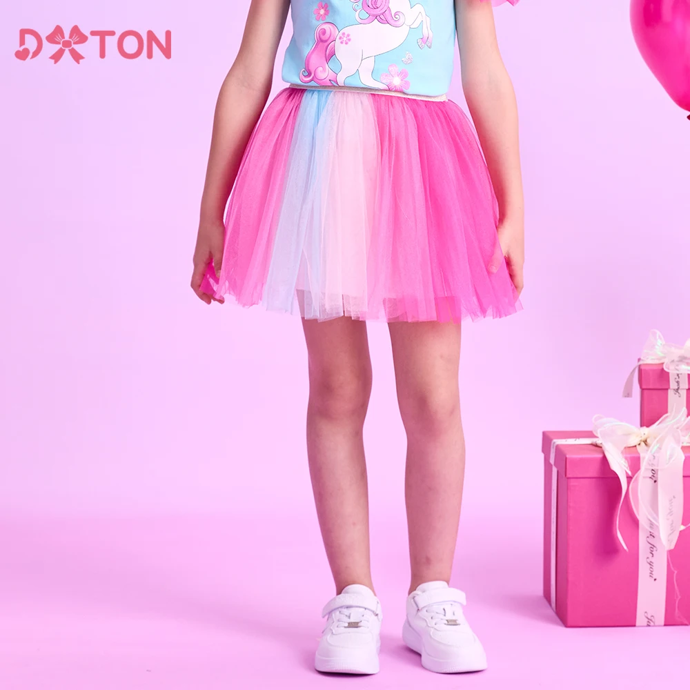 DXTON Falda tutú patchwork para niña – Vestido de baile elástico - imagen 4