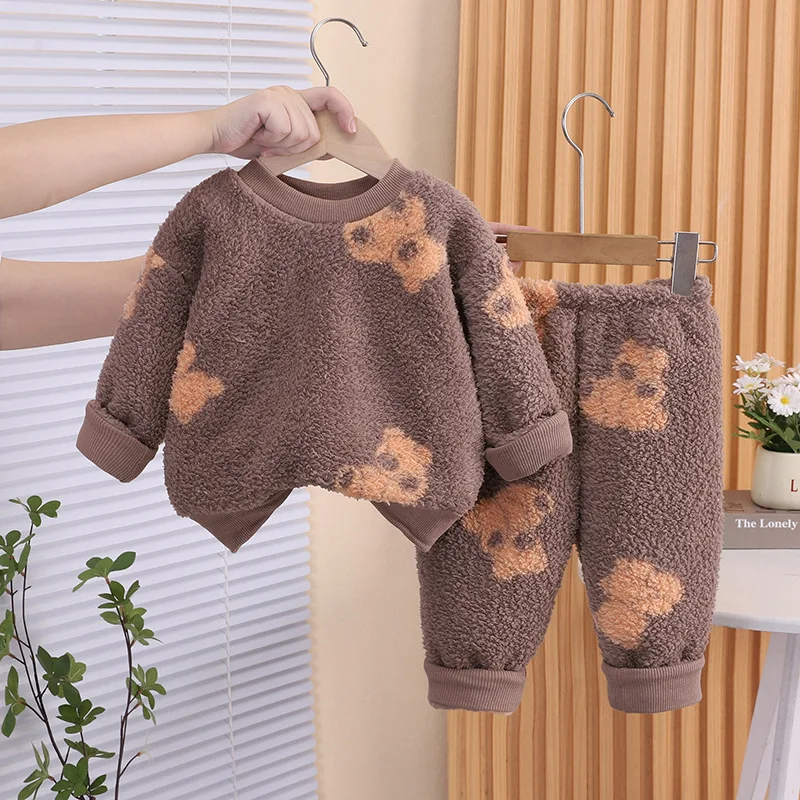 MILANCEL Pijama de invierno para niños – Oso dibujos cálido - imagen 3