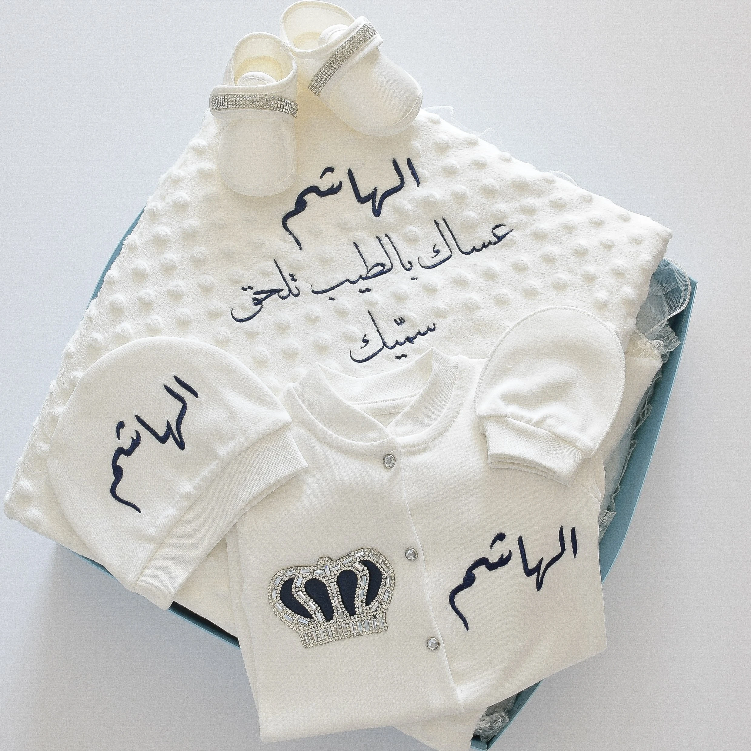 Peleles de encaje francés con nombre de costura personalizados, ropa para bebés, joyería de corona, manta envolvente de lujo, decoración de bautismo, juego de regalo de Navidad