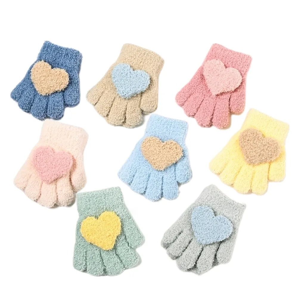 Nuevos guantes de Color sólido, guantes cálidos a prueba de frío con dedos completos, manoplas tejidas de terciopelo Coral para conducir - imagen 5