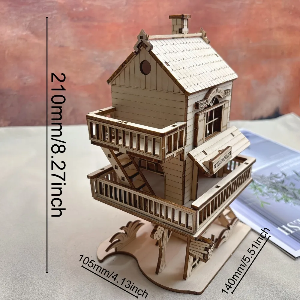 Casa de rompecabezas 3D, casa en el árbol, Villa, modelo, Kit DIY, casa de muñecas, modelo de construcción, artesanía, regalo de cumpleaños y Navidad para adultos y adolescentes - imagen 4