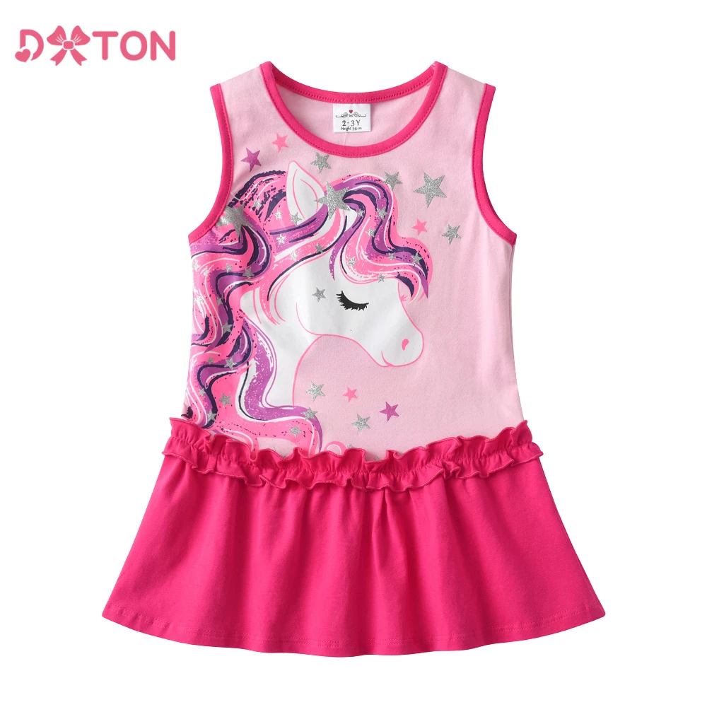 DXTON Vestido sin mangas de unicornio para niña verano