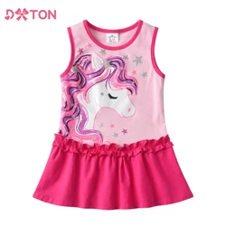 DXTON Vestido sin mangas de unicornio para niña verano