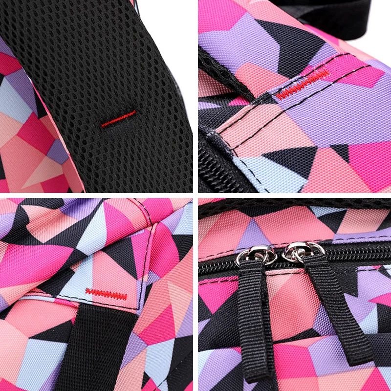 Mochila colorida para niños, mochilas escolares geométricas para niñas, conjunto de mochila primaria coreana, bolso multifunción, bolsas de viaje, 3 uds. - imagen 5