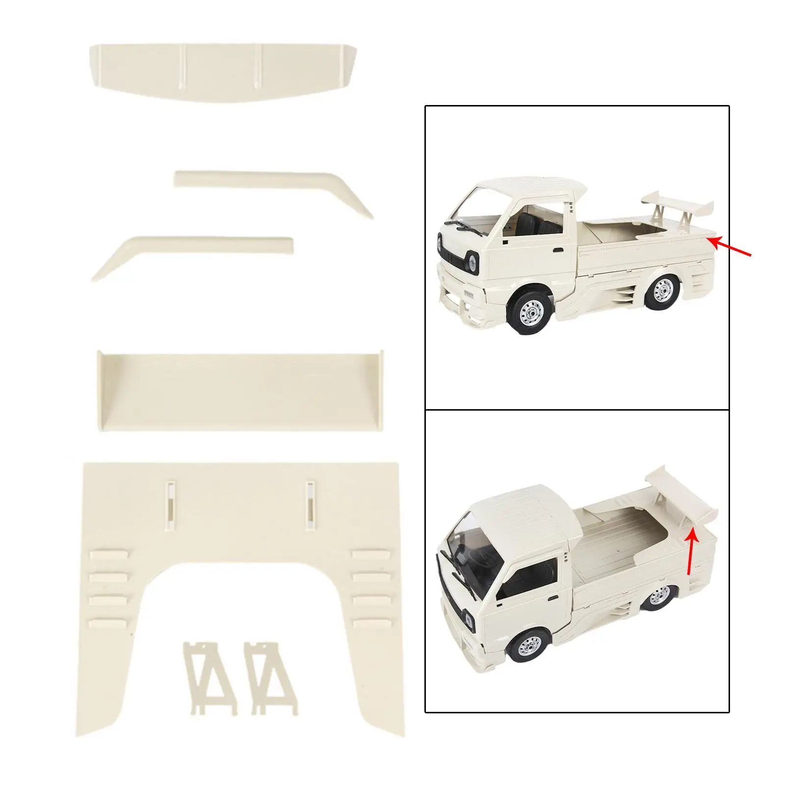 Alerón trasero de plástico para coche teledirigido, decoración mejorada para WPL D12 2WD 1:10 RC, camión de recogida, Kits de piezas de repuesto para coche teledirigido, accesorios - imagen 2