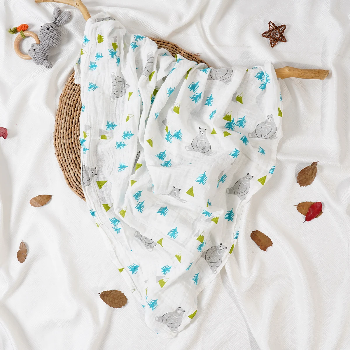 Envoltura súper suave del bebé de la manta de la muselina del bebé 120*110CM para el recién nacido - imagen 3