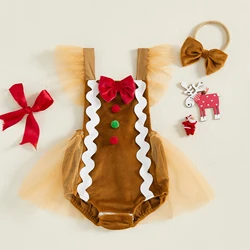 VISgogo Conjunto Navidad niña hombre de jengibre manga voladora diadema