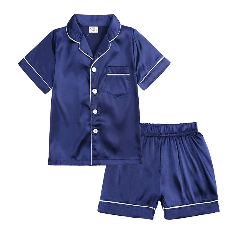 Pijama de seda para niños – Conjunto de camiseta y pantalón corto