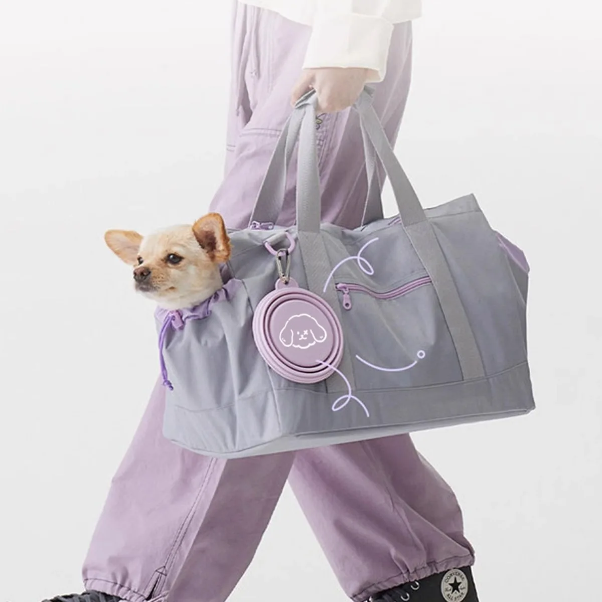 Cuenco plegable de silicona para gatos, bebedero portátil para mascotas para salir, lavabo de comida universal para gatos, perros, suministros para mascotas con ganchos - imagen 4