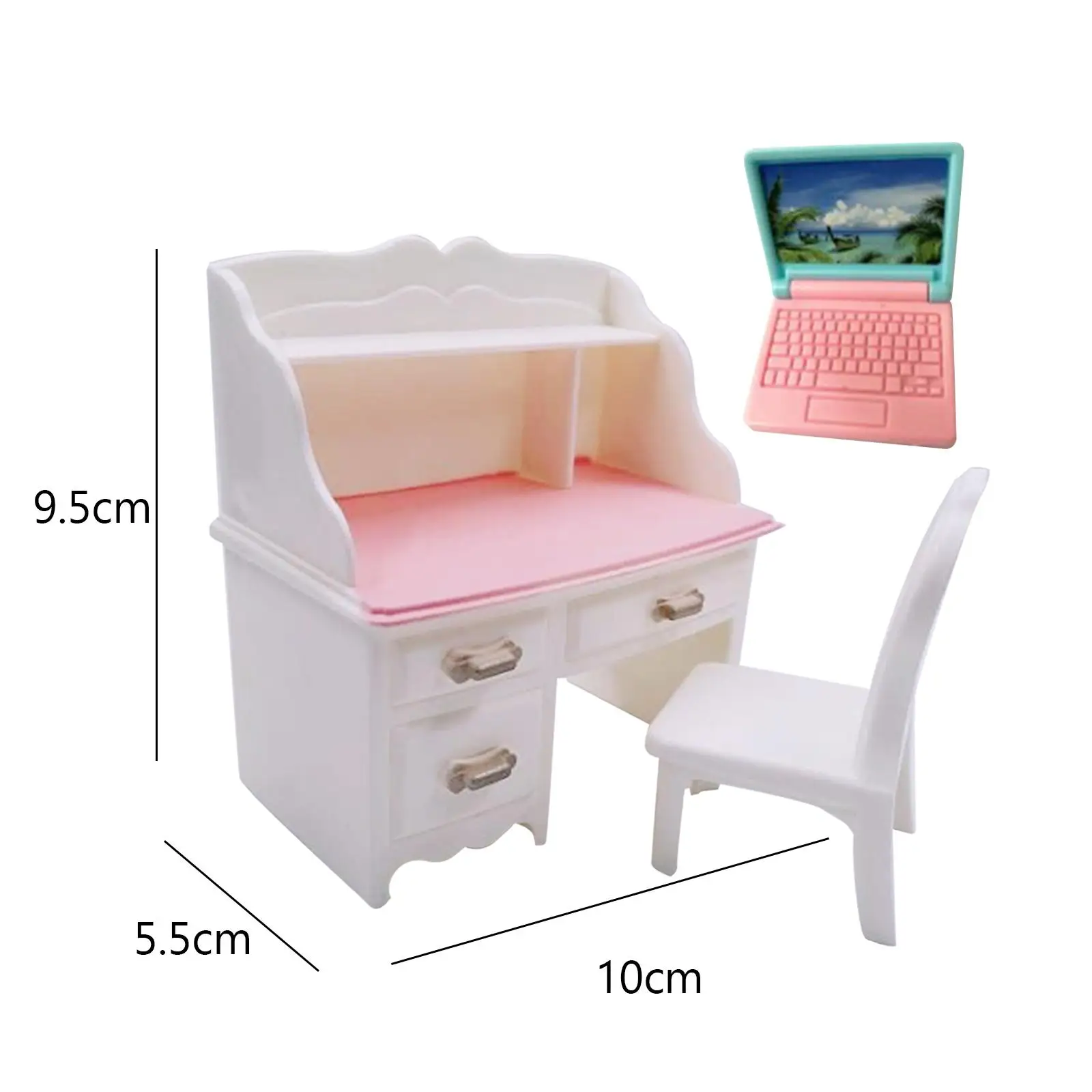 1:6 Dollhouse Miniature Desk Chair Set, DIY Scene Model, Dollhouse Notebook