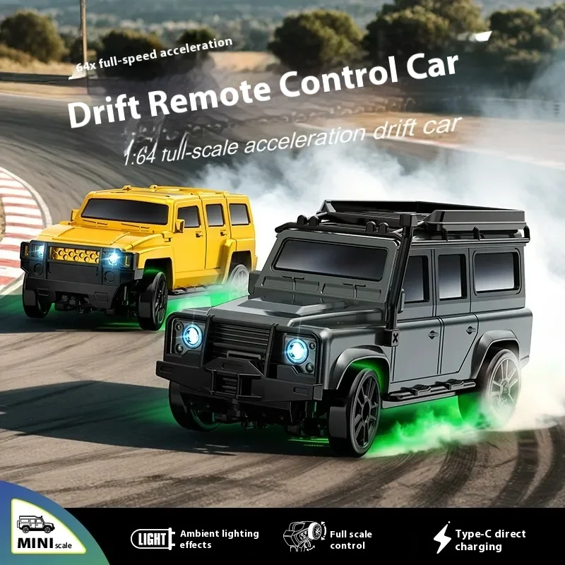 1/64 RC Drift Car 2,4G escala completa todoterreno Control remoto vehículo de carreras Mini mesa coches de escritorio juguetes para niños Navidad - imagen 3