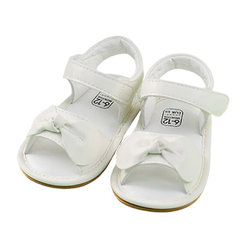 VISgogo Sandalias para bebés y niñas con decoración de lazo, zapatos de princesa de suela suave antideslizantes, zapatillas de playa, zapatos para primeros pasos para niños pequeños